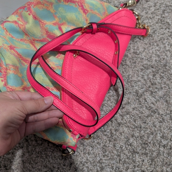 Juicy Couture Neon Pink & Multi-color Faux Snake Skin Flap Envelope Crossbody - Picture 9 of 10